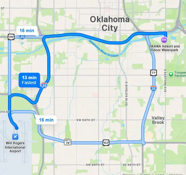 Google Directions OKC - OKANA