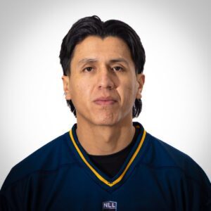 Portrait of man in navy lacrosse jersey